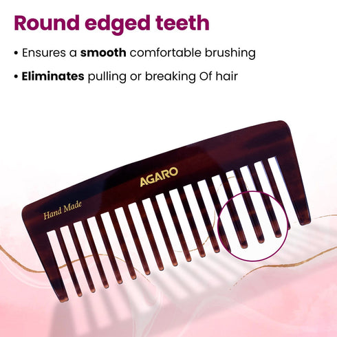 AGARO Hand Made Cellulose Acetate Comb HMC80, All Fine Tooth Dressing Comb, Smooth Rounded Teeth, Hair Styling, Hair Brushing, Hair Dressing, Brown